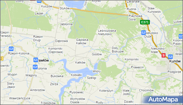 mapa Godów gmina Pawłów, Godów gmina Pawłów na mapie Targeo