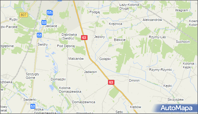 mapa Gołąbki gmina Łuków, Gołąbki gmina Łuków na mapie Targeo
