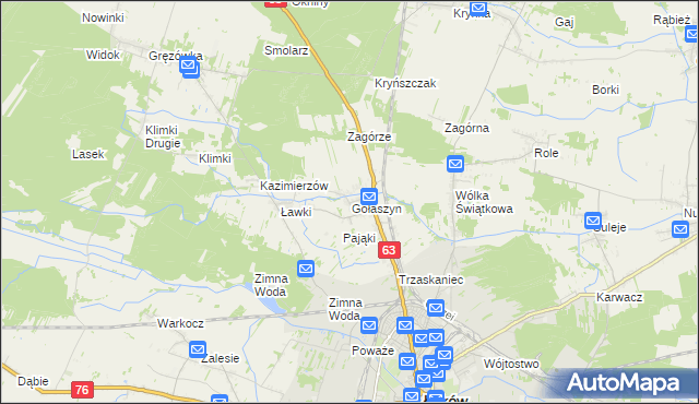 mapa Gołaszyn gmina Łuków, Gołaszyn gmina Łuków na mapie Targeo