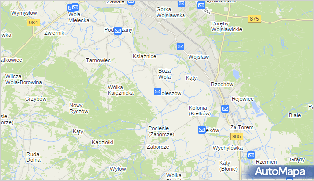 mapa Goleszów gmina Mielec, Goleszów gmina Mielec na mapie Targeo