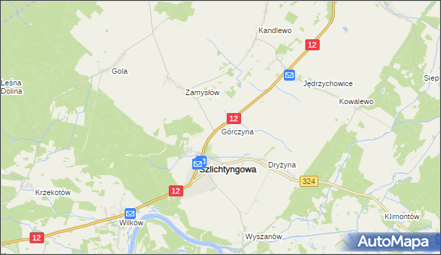 mapa Górczyna gmina Szlichtyngowa, Górczyna gmina Szlichtyngowa na mapie Targeo
