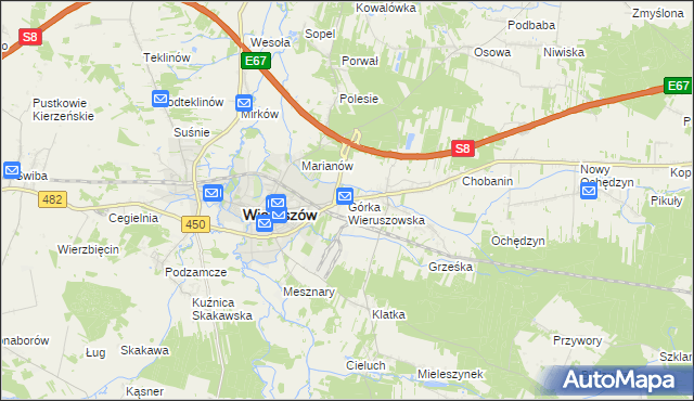 mapa Górka Wieruszowska, Górka Wieruszowska na mapie Targeo