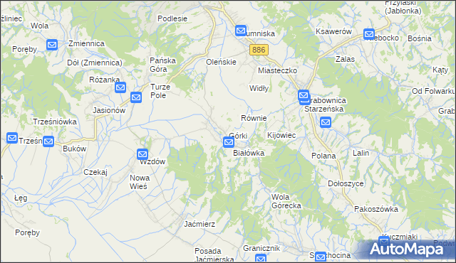 mapa Górki gmina Brzozów, Górki gmina Brzozów na mapie Targeo