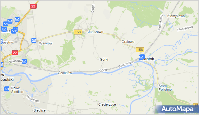 mapa Górki gmina Santok, Górki gmina Santok na mapie Targeo