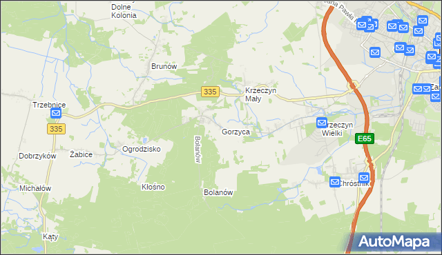 mapa Gorzyca gmina Lubin, Gorzyca gmina Lubin na mapie Targeo