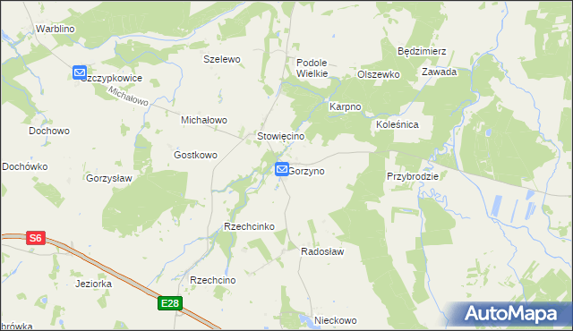 mapa Gorzyno, Gorzyno na mapie Targeo