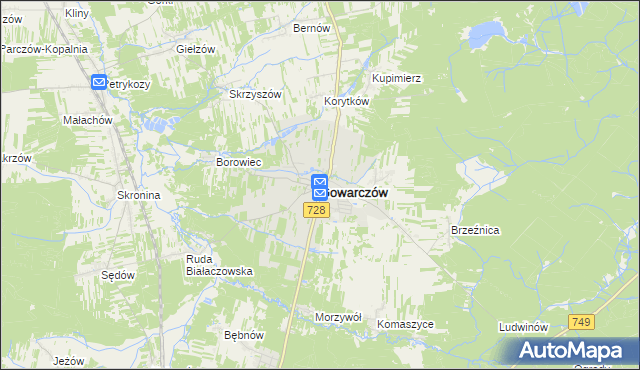mapa Gowarczów, Gowarczów na mapie Targeo