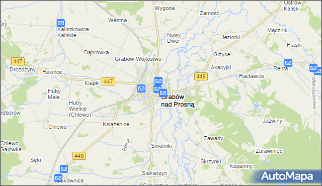 mapa Grabów nad Prosną, Grabów nad Prosną na mapie Targeo