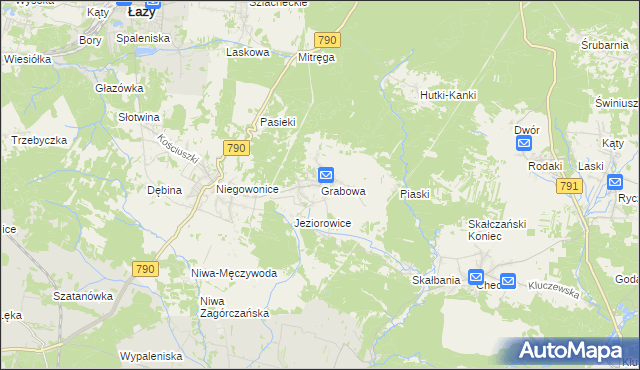 mapa Grabowa gmina Łazy, Grabowa gmina Łazy na mapie Targeo