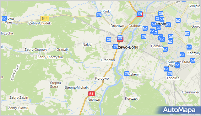 mapa Grabowo gmina Olszewo-Borki, Grabowo gmina Olszewo-Borki na mapie Targeo