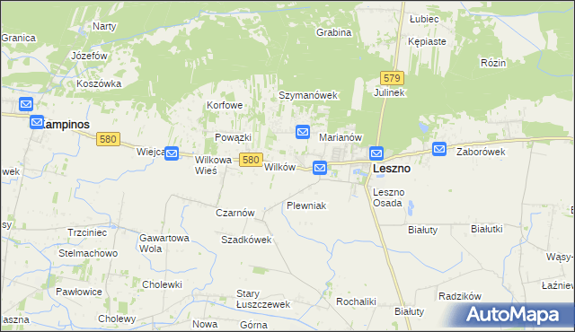 mapa Grądy gmina Leszno, Grądy gmina Leszno na mapie Targeo