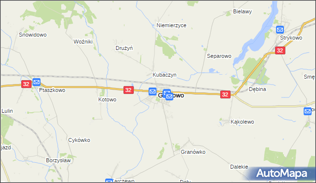 mapa Granowo powiat grodziski, Granowo powiat grodziski na mapie Targeo