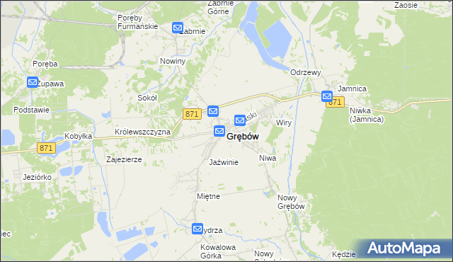 mapa Grębów powiat tarnobrzeski, Grębów powiat tarnobrzeski na mapie Targeo
