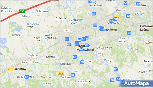 mapa Grodzisk Mazowiecki, Grodzisk Mazowiecki na mapie Targeo