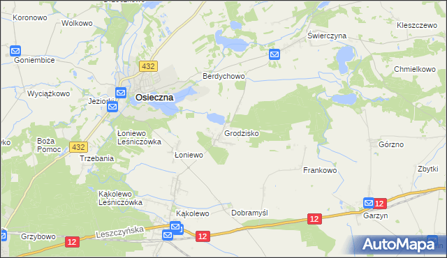 mapa Grodzisko gmina Osieczna, Grodzisko gmina Osieczna na mapie Targeo