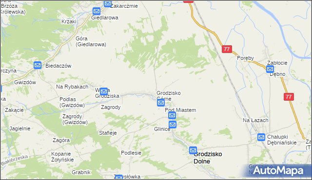 mapa Grodzisko Górne, Grodzisko Górne na mapie Targeo