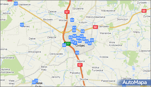 mapa Grójec, Grójec na mapie Targeo