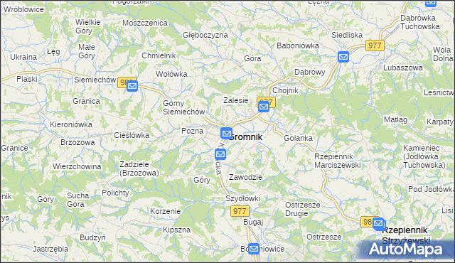 mapa Gromnik powiat tarnowski, Gromnik powiat tarnowski na mapie Targeo