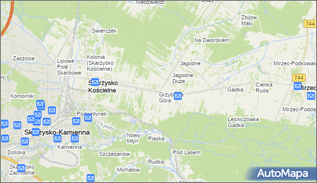 mapa Grzybowa Góra, Grzybowa Góra na mapie Targeo