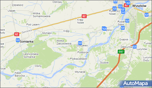 mapa Gulczewo gmina Wyszków, Gulczewo gmina Wyszków na mapie Targeo