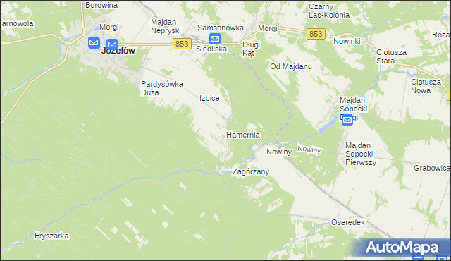 mapa Hamernia gmina Józefów, Hamernia gmina Józefów na mapie Targeo