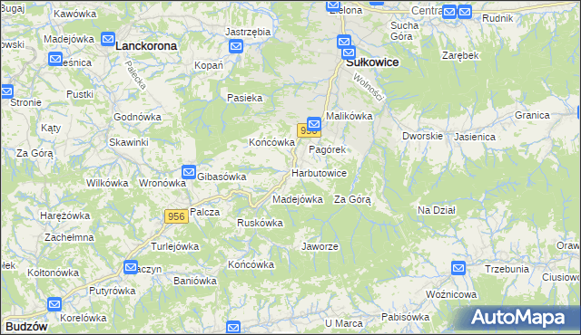 mapa Harbutowice gmina Sułkowice, Harbutowice gmina Sułkowice na mapie Targeo