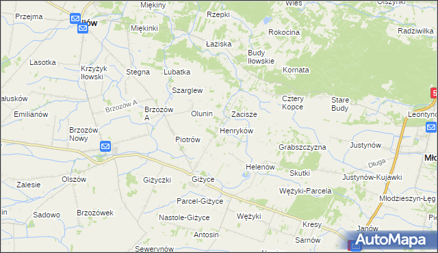 mapa Henryków gmina Iłów, Henryków gmina Iłów na mapie Targeo