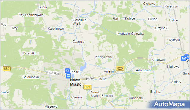 mapa Henrykowo gmina Nowe Miasto, Henrykowo gmina Nowe Miasto na mapie Targeo