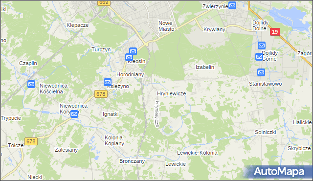 mapa Hryniewicze, Hryniewicze na mapie Targeo