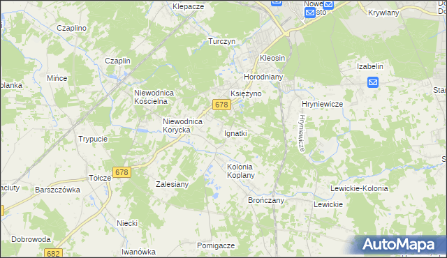 mapa Ignatki gmina Juchnowiec Kościelny, Ignatki gmina Juchnowiec Kościelny na mapie Targeo
