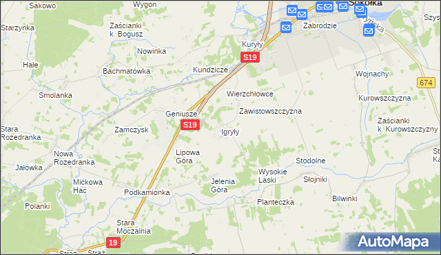 mapa Igryły, Igryły na mapie Targeo