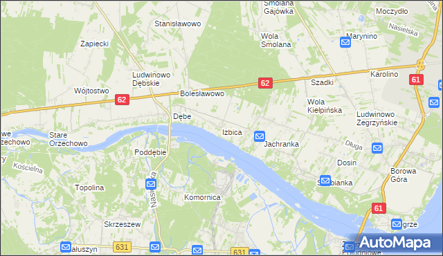 mapa Izbica gmina Serock, Izbica gmina Serock na mapie Targeo
