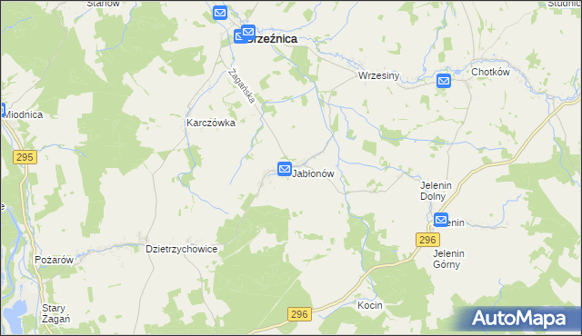 mapa Jabłonów gmina Brzeźnica, Jabłonów gmina Brzeźnica na mapie Targeo