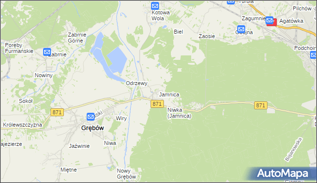 mapa Jamnica gmina Grębów, Jamnica gmina Grębów na mapie Targeo