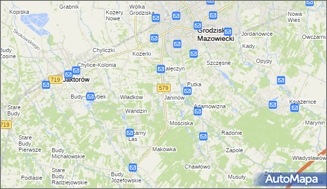 mapa Janinów gmina Grodzisk Mazowiecki, Janinów gmina Grodzisk Mazowiecki na mapie Targeo