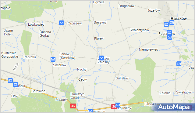 mapa Janków Zaleśny, Janków Zaleśny na mapie Targeo