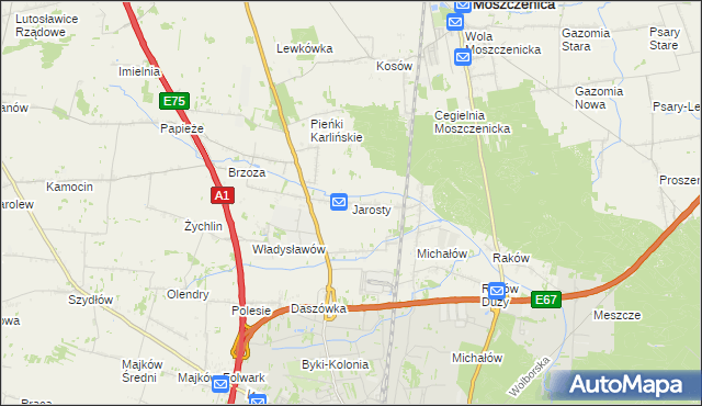 mapa Jarosty, Jarosty na mapie Targeo