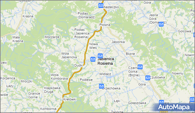 mapa Jasienica Rosielna, Jasienica Rosielna na mapie Targeo