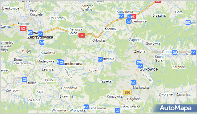 mapa Jastrzębia gmina Lanckorona, Jastrzębia gmina Lanckorona na mapie Targeo