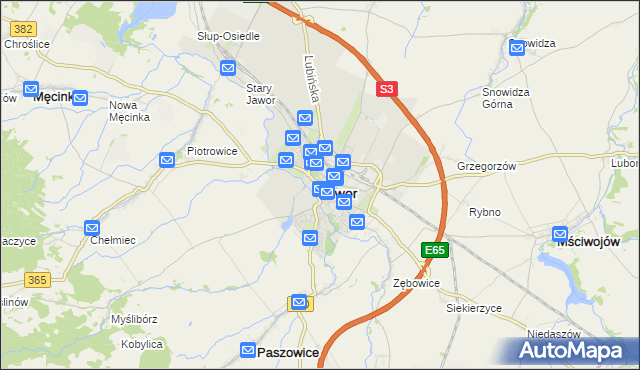 mapa Jawor, Jawor na mapie Targeo