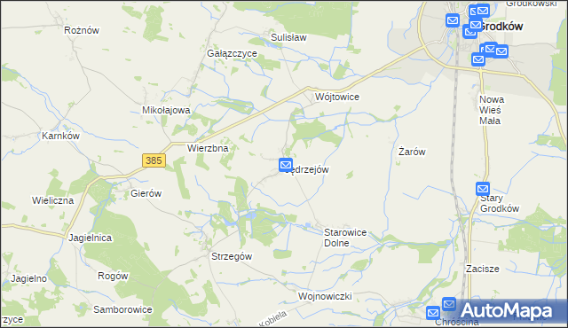 mapa Jędrzejów gmina Grodków, Jędrzejów gmina Grodków na mapie Targeo