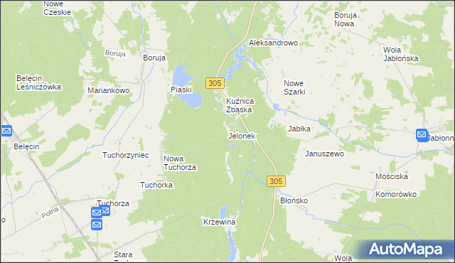 mapa Jelonek gmina Rakoniewice, Jelonek gmina Rakoniewice na mapie Targeo