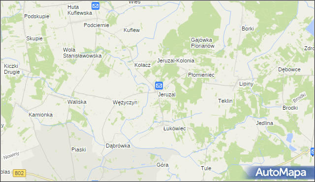 mapa Jeruzal gmina Mrozy, Jeruzal gmina Mrozy na mapie Targeo