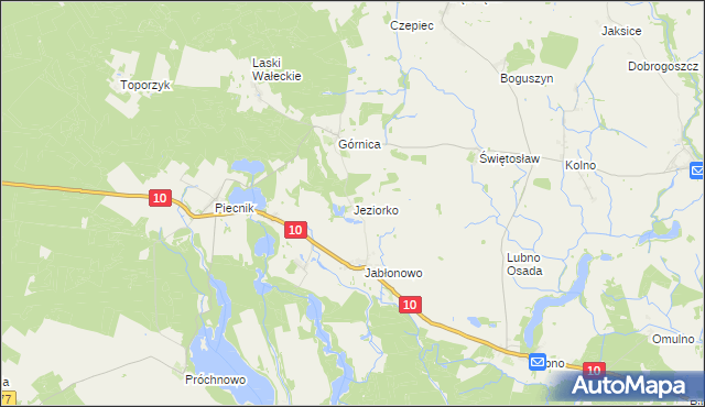 mapa Jeziorko gmina Wałcz, Jeziorko gmina Wałcz na mapie Targeo