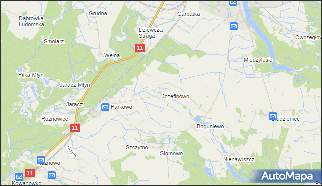 mapa Józefinowo gmina Rogoźno, Józefinowo gmina Rogoźno na mapie Targeo