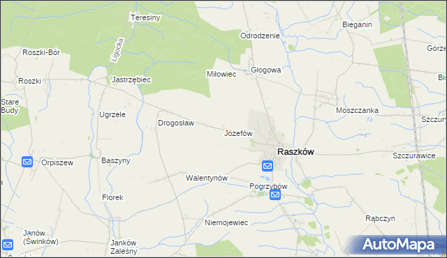 mapa Józefów gmina Raszków, Józefów gmina Raszków na mapie Targeo