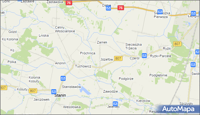 mapa Józefów gmina Stanin, Józefów gmina Stanin na mapie Targeo