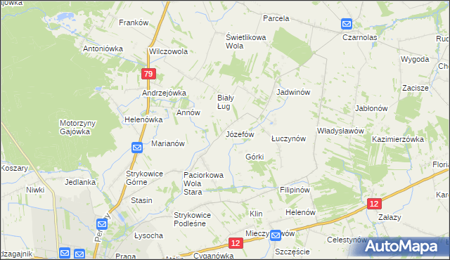 mapa Józefów gmina Zwoleń, Józefów gmina Zwoleń na mapie Targeo