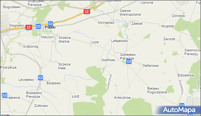 mapa Józefowo gmina Piaski, Józefowo gmina Piaski na mapie Targeo