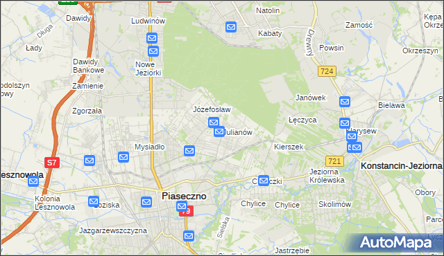 mapa Julianów gmina Piaseczno, Julianów gmina Piaseczno na mapie Targeo